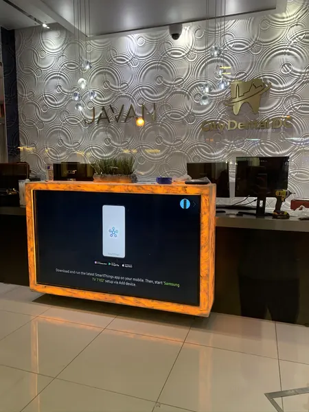 Commercial TV installation in a DC dental office reception desk